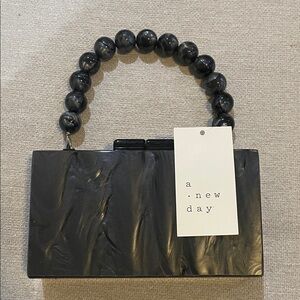 A New Day Marble Black Clutch